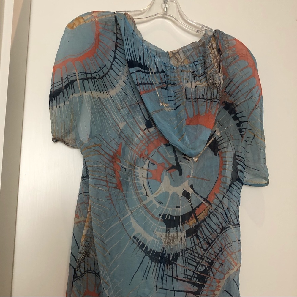 La Rok Silk Sheer Hooded Blouse View 4